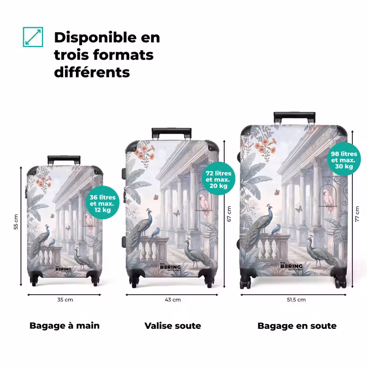 Valise - Oiseau - Paon - Architecture - Classique - Vert — 7
