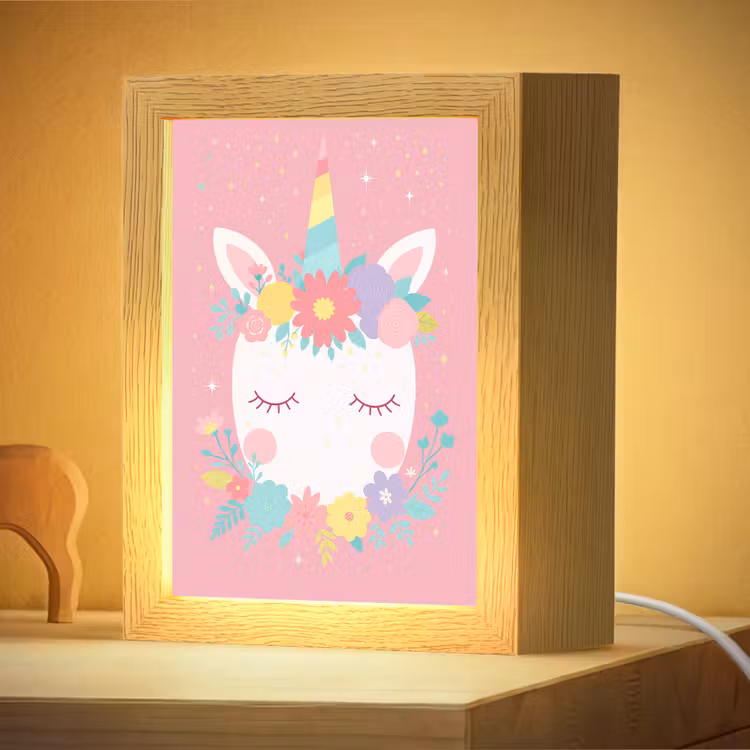 Veilleuse - Licorne - Fleurs - Rose — 2