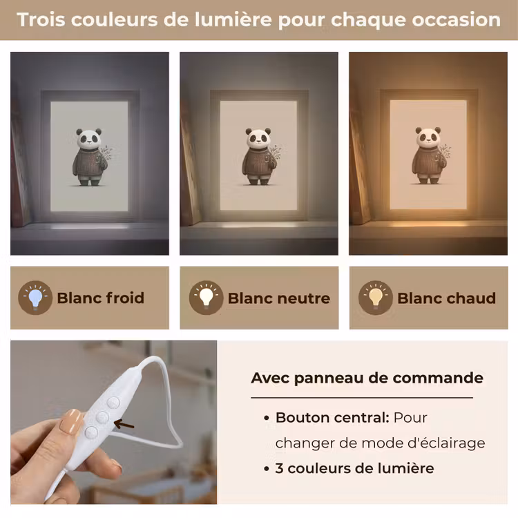 Veilleuse - Panda - Fleurs bleues - Douceur — 4