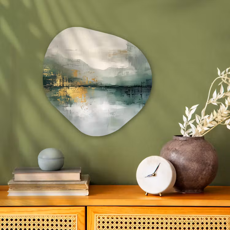 Forme organique - Forex - Vert - Moderne - Abstrait - Or — 2