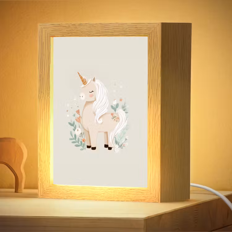 Veilleuse - Licorne - Fleurs - Beige — 2