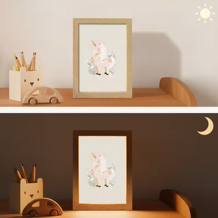 Veilleuse - Licorne - Fleurs - Beige — 3