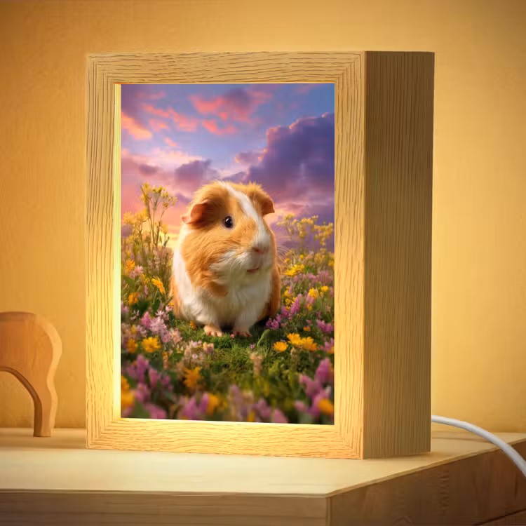 Veilleuse - Cochon d'Inde - Coloré - Fleurs — 2