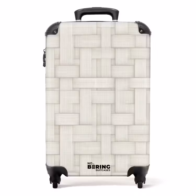 Valise - Vannerie - Rayures - Beige — 1