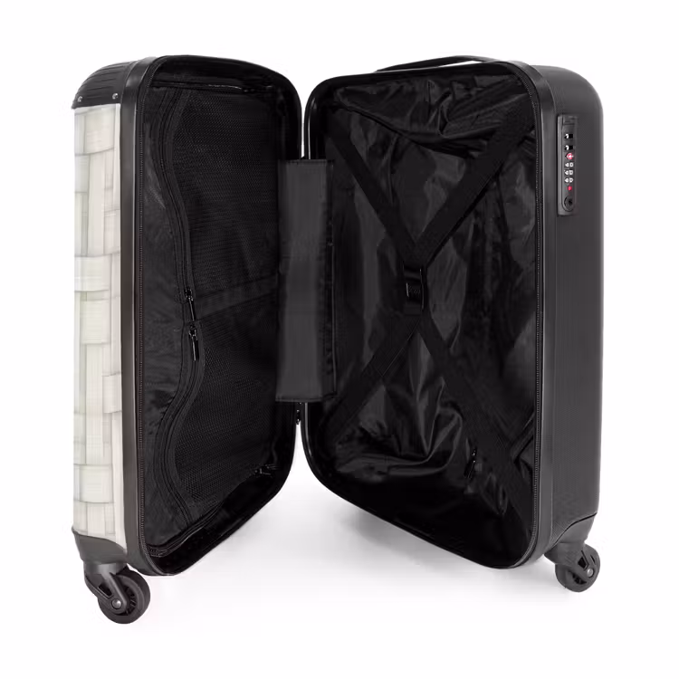 Valise - Vannerie - Rayures - Beige — 4