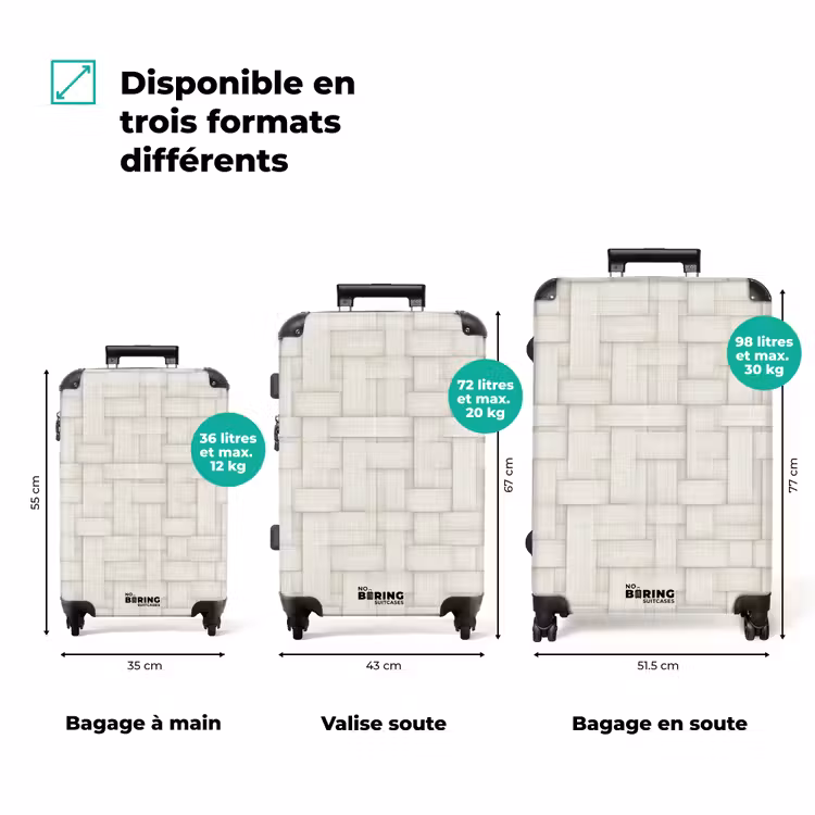 Valise - Vannerie - Rayures - Beige — 7