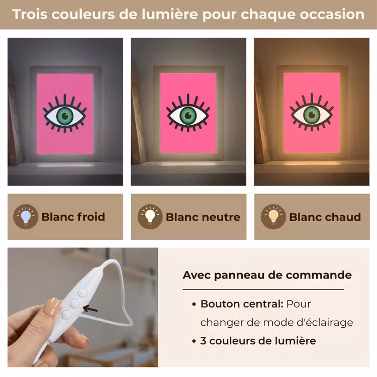 Veilleuse - Minimaliste - Oeil - Rose — 4