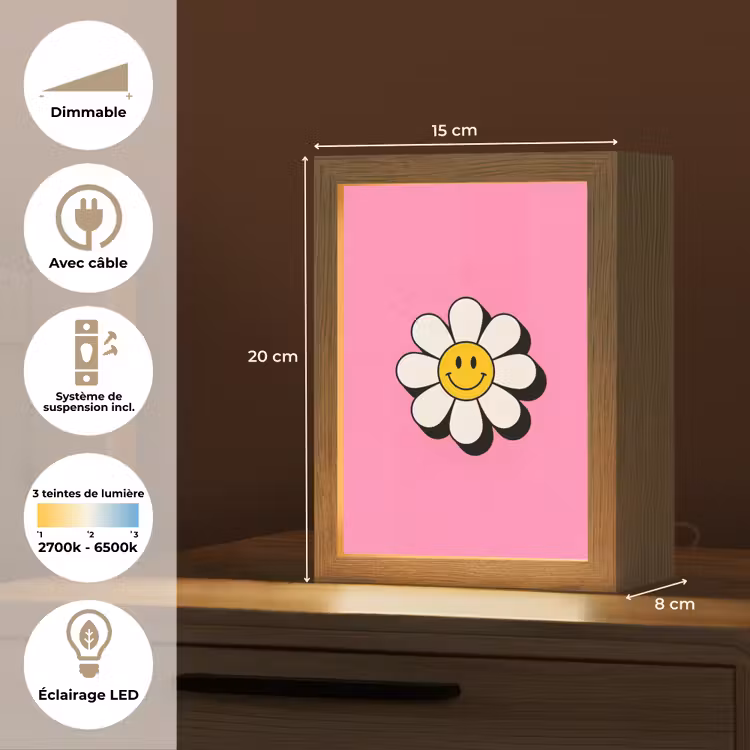Veilleuse - Smiley - Fleur - Rose — 6