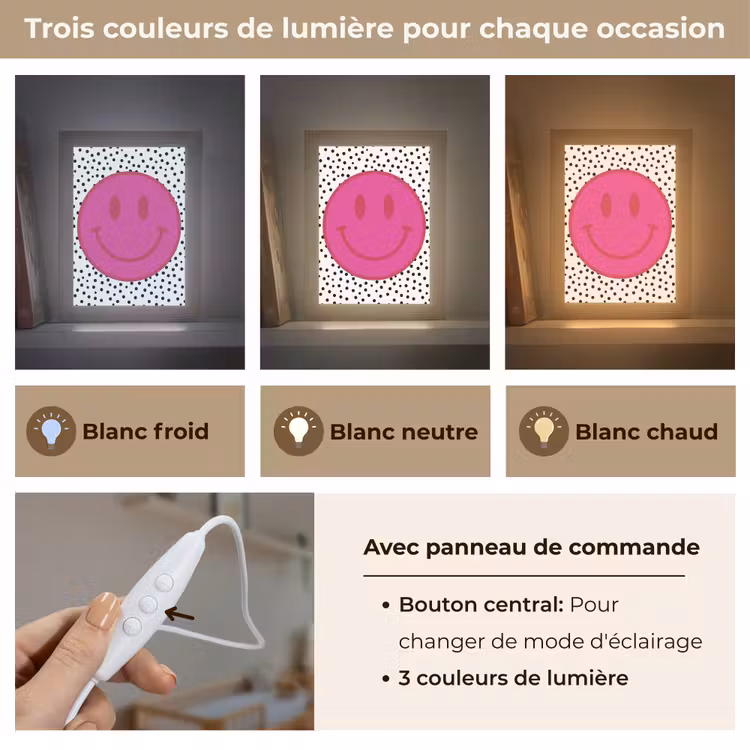 Veilleuse - Smiley - Rose - Points — 4