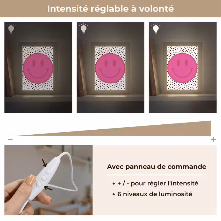 Veilleuse - Smiley - Rose - Points — 5