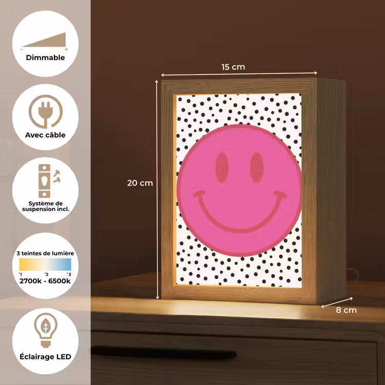 Veilleuse - Smiley - Rose - Points — 6
