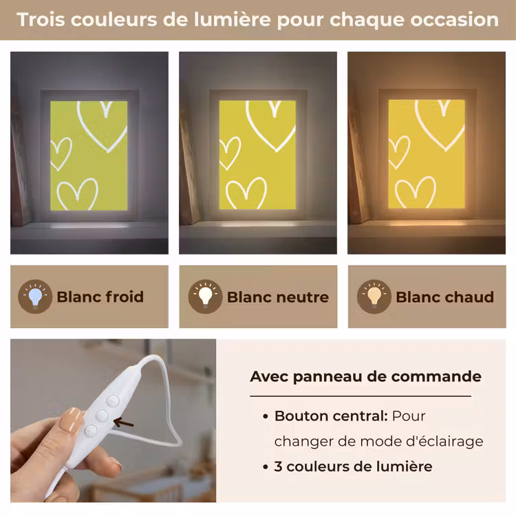 Veilleuse - Vert - Cœurs - Blanc — 4