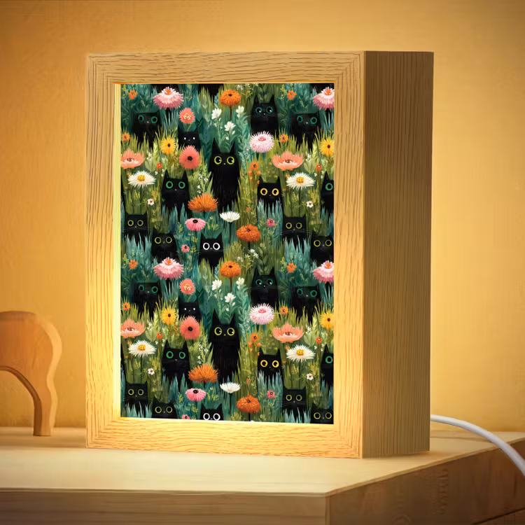 Veilleuse - Chats - Fleurs - Coloré — 2