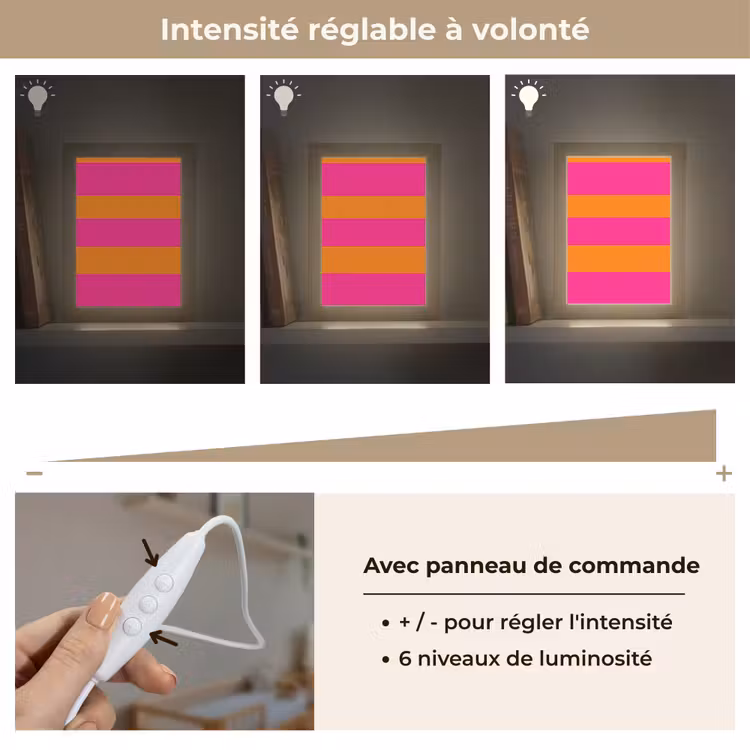 Veilleuse - Rayures - Horizontal - Rose — 5