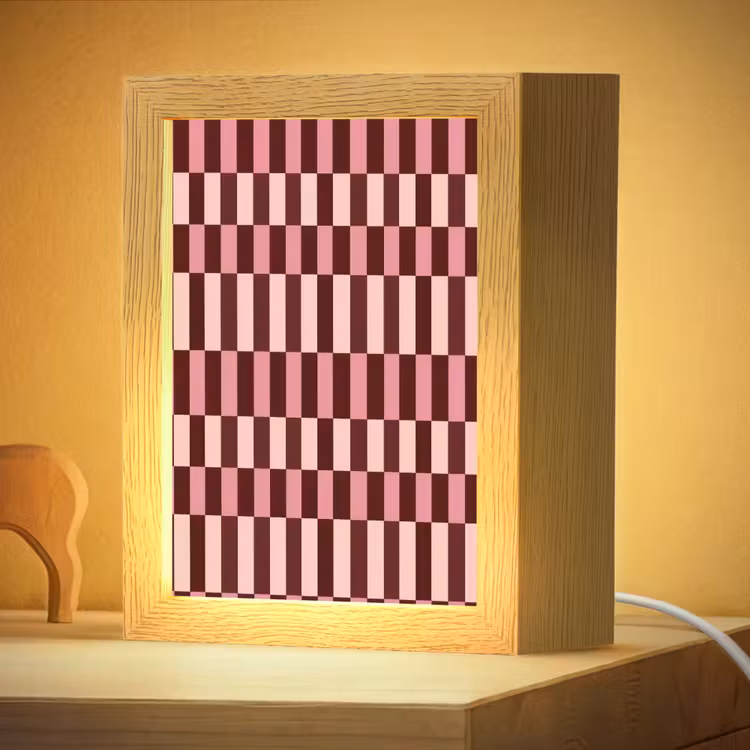 Veilleuse - Rose - Rouge - Cubes — 2