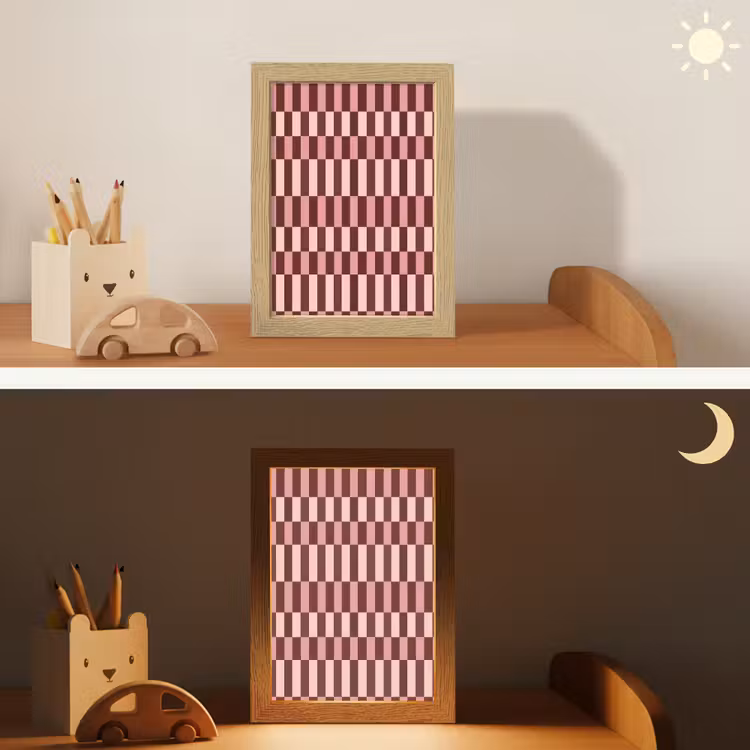 Veilleuse - Rose - Rouge - Cubes — 3