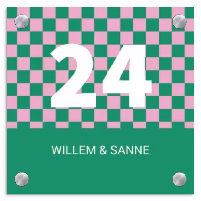 Plaque nominative - Vert - Rose - Cubes - Classique