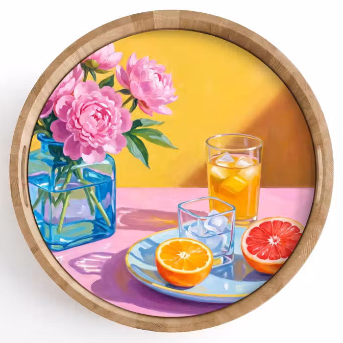 Plateau - Fleurs - Rose - Moderne