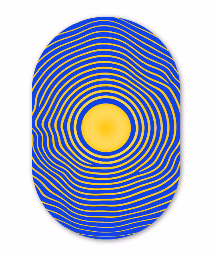 Ovale murale en aluminium - Plexiglas - Motif abstrait - Bleu
