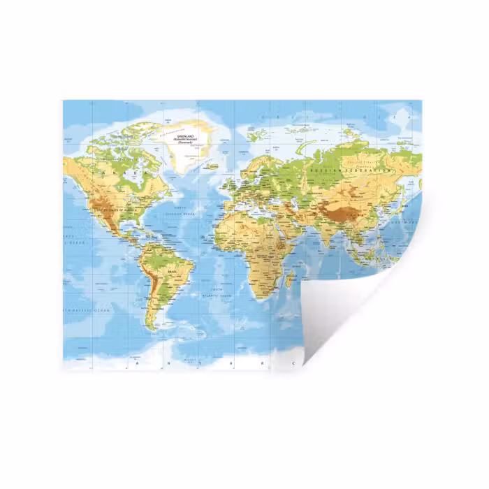 Sticker mural - Carte du monde - Statistique - Bleu - Terre - Educatif