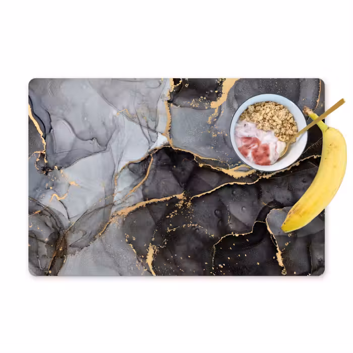 Set de table - Marbre - Abstrait - Or - Gris