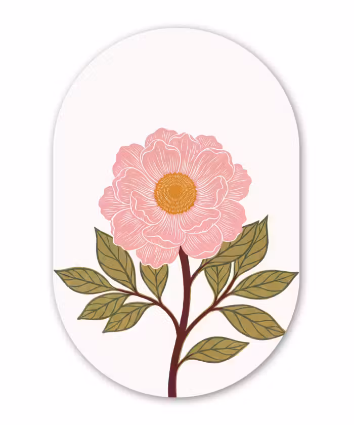 Ovale murale en aluminium - Plexiglas - Fleurs - Rose - Illustration