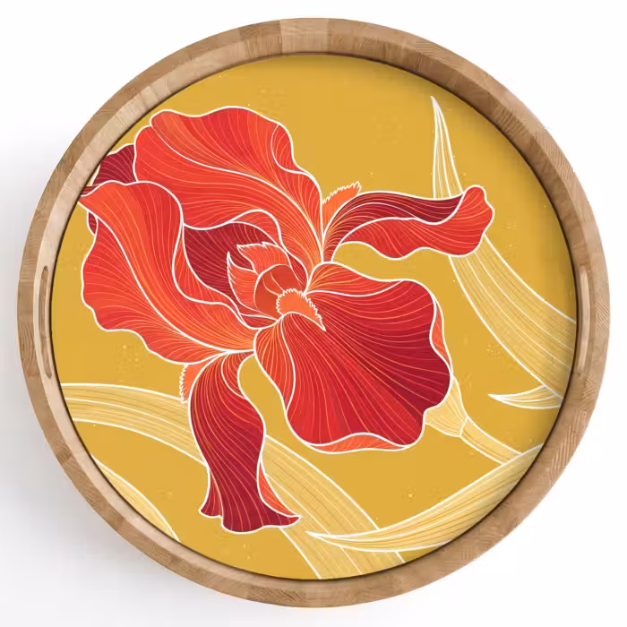 Plateau - Fleurs - Illustration - Rouge