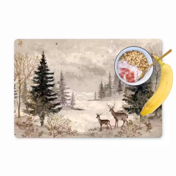 Set de table - Forêt - Cerf - Hiver - Neige
