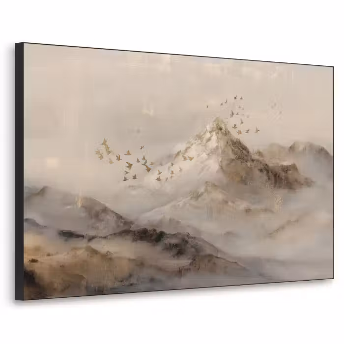 Art Frame - Paysage de montagne - Brouillard - Coups de pinceau