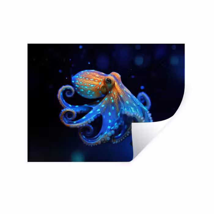 Sticker mural - Pieuvre - Points - Bleu - Mer