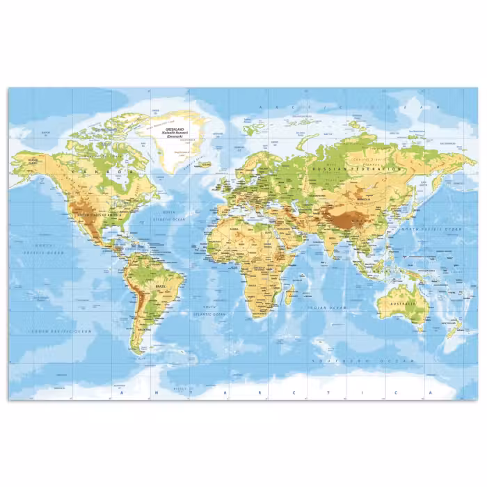 Affiche - Carte du monde - Statistiques - Bleu - Terre - Educatif