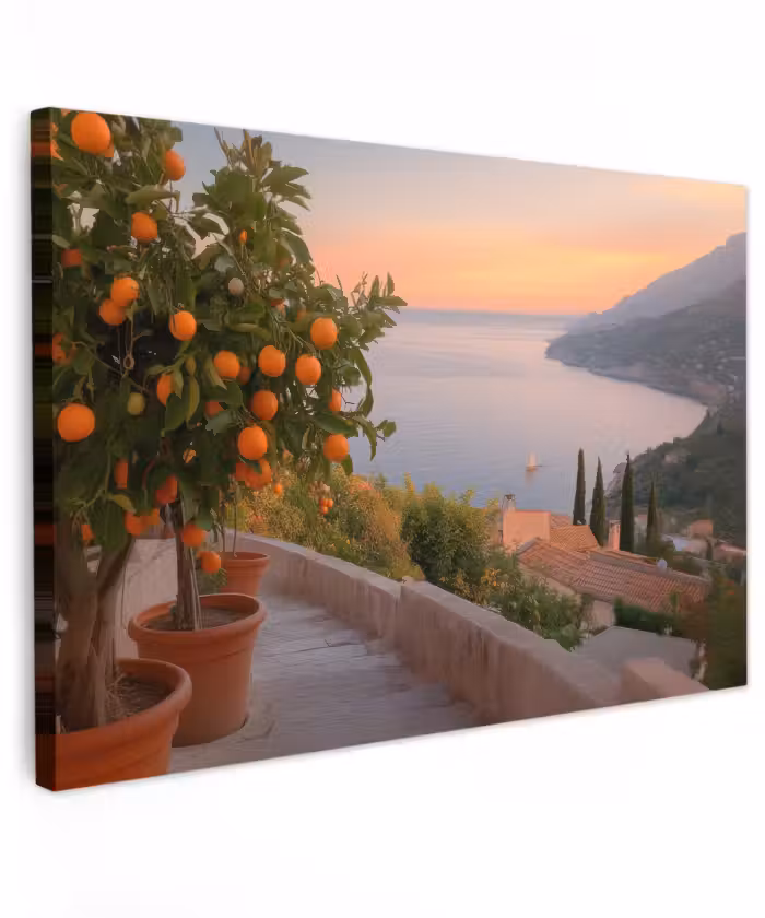 Toile extérieure - Mer Méditerranée - Orange - Collines - Mer