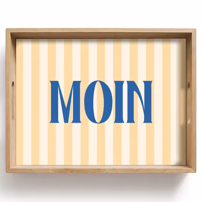 Plateau - Bleu - Jaune - Rayures - Moin