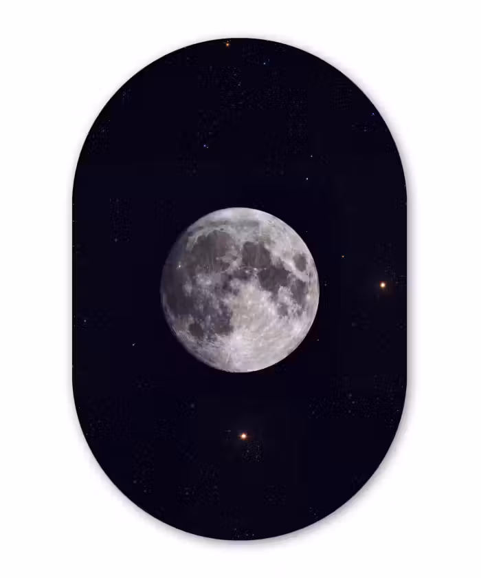 Ovale murale en aluminium - Plexiglas - Lune - Étoiles - Espace