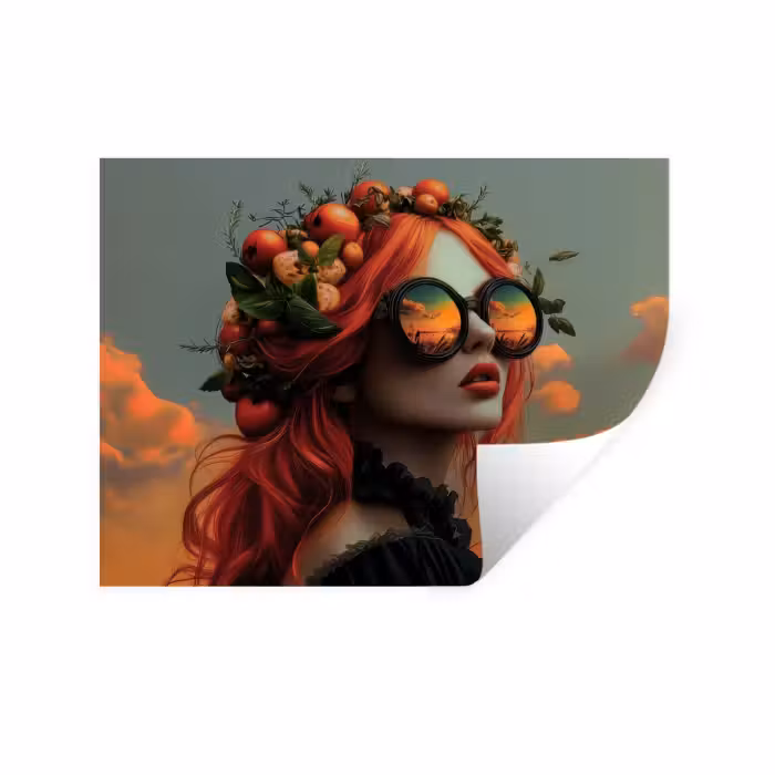 Sticker mural - Femme - Couronne - Tomate - Bascilicum - Lunettes de soleil
