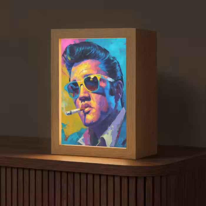 Lampe de table - Portrait - Cigarette - Coloré - Lunettes