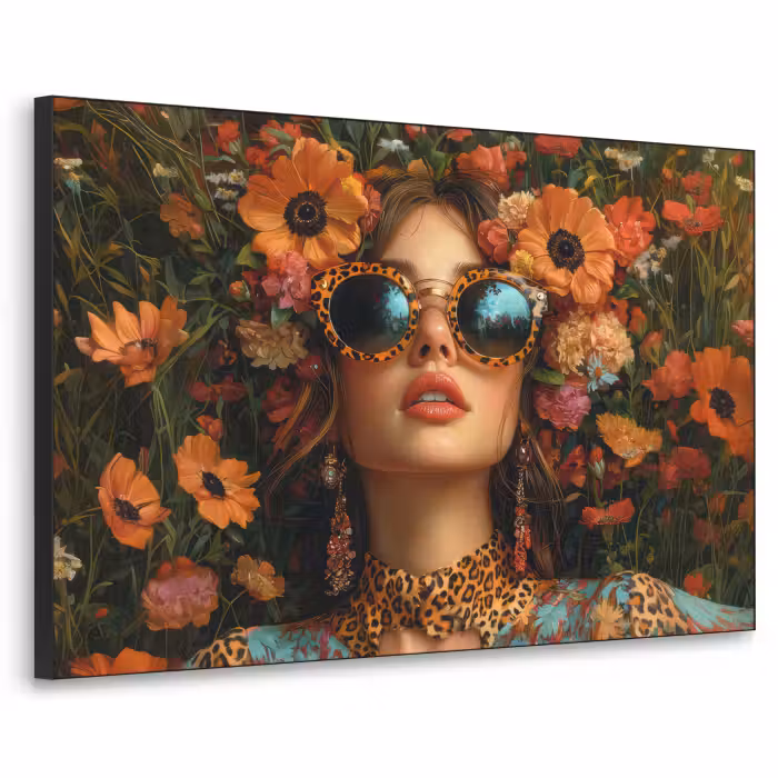 Art Frame - Femmes - Fleurs - Moderne - Lunettes - Abstrait