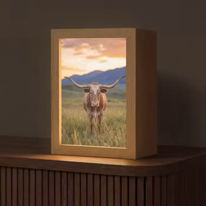 Lampe de table - Longhorn - Paysage - Coucher de soleil